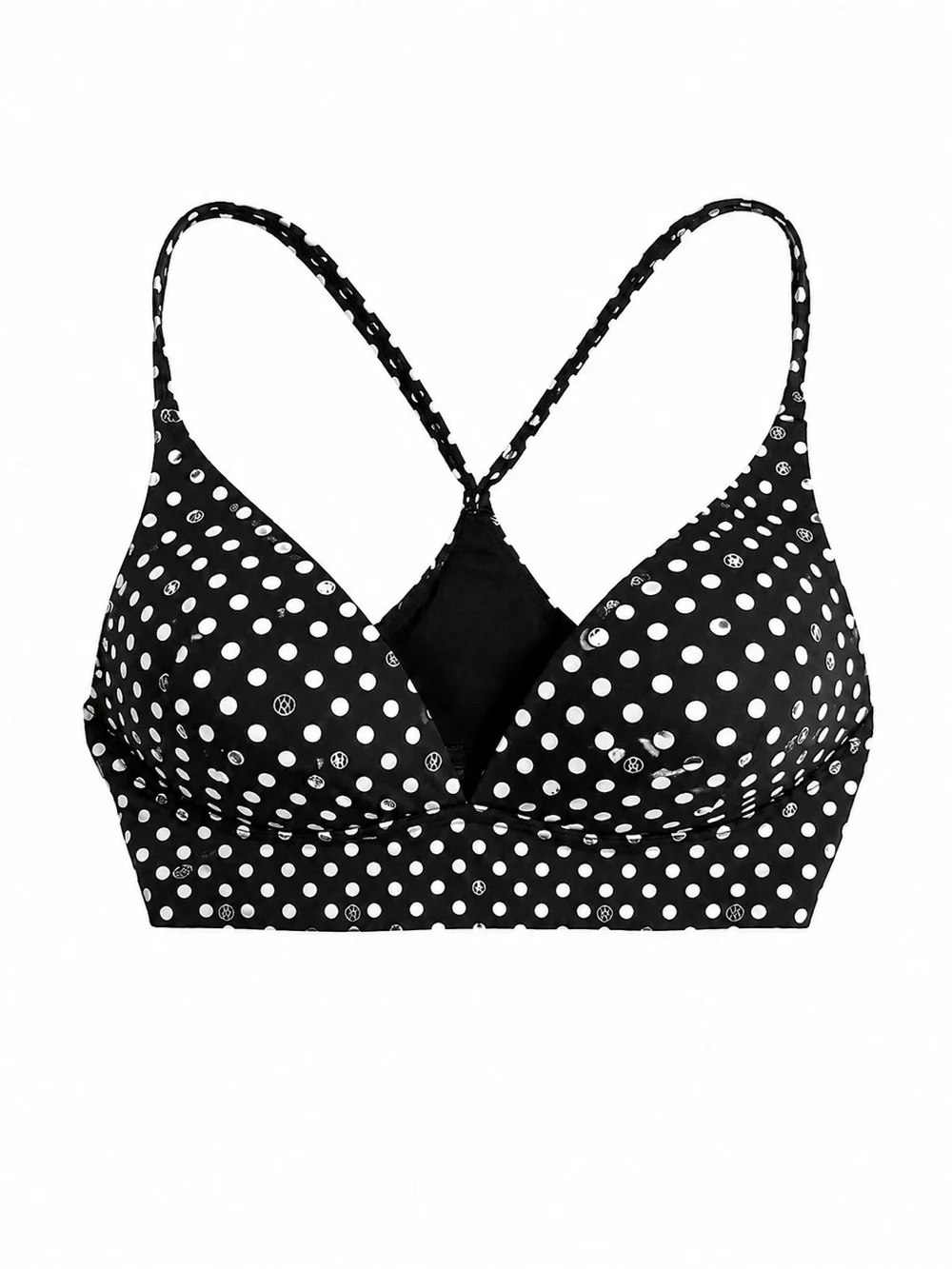 Victoria’s Secret Lightly Lined Plunge Bikini Top 34C Black White Polka Dot Swim